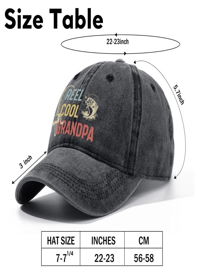 rofiowa Reel Cool Grandpa Adjustable Vintage Washed Cotton Baseball Cap, Funny Retro Trucker Hat for Men Grandpa Dad Fishing Lover, Retirement Birthday Gift for Fisherman - Image 2